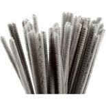 Chenilledraad, grijs, L: 30 cm, dikte 6 mm, 50 stuk/ 1 doos