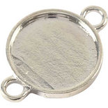 Cabochon spacer kraal, d: 15 mm, gatgrootte 2,5 mm, verzilverd, 25stuks
