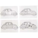 Krimpfolie met motieven, vel 10,5x14,5 cm, mat transparant, auto's, 4vellen