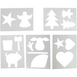 Sjablonen -Tekensjablonen Kerst - Kerstbomen, Engelen, Ster, Hartje - 21x29,7cm - A4 - 5 stuks