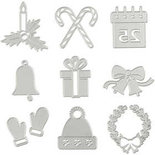 Stans- en embossing mallen, kerstfiguren, d 2-6,5 cm, 1 stuk