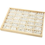 Letterkralen, wit, A-Z, &,#,? en blanco, afm 8x8 mm, gatgrootte 3 mm, 750 div/ 1 doos