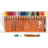 Textielstiften, diverse kleuren, lijndikte 2-4 mm, 18 stuk/ 1 doos