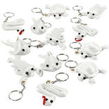 Figuren van textiel met sleutelhanger, wit, afm 4-8 cm, 4x3 stuk/ 1 doos
