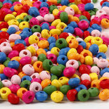 Houten kralen mix, d 4 mm, gatgrootte 1-1,5 mm, 300 gr/ 1 zak