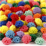 Bloemkralen, diverse kleuren, 300 ml, afm 15x8 mm, gatgrootte 1,5 mm, 10x25 stuk/ 1 doos
