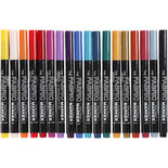Textielstiften, lijndikte: 2-3 mm, diverse kleuren, 18stuks
