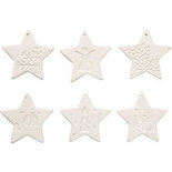 Ornamenten om te hangen, wit, ster, afm 7x7 cm, 6 stuk/ 1 doos