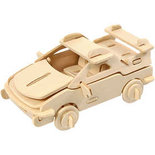 3D Houten constructie set, auto, afm 13x9x6 cm, triplex, 1stuk