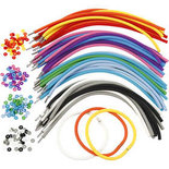 Armbanden, diverse kleuren, L: 20 cm, dikte 4 mm, 48 set/ 1 doos