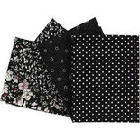 Patchwork stof, afm 45x55 cm, 100 g/m2, zwart, 4stuks
