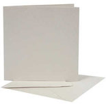 Parelmoer kaarten en enveloppen, afmeting kaart 12,5x12,5 cm, afmeting envelop 13,5x13,5 cm, crème, 10sets