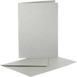 Parelmoer kaarten en enveloppen, zilver, afmeting kaart 10,5x15 cm, afmeting envelop 11,5x16,5 cm, 10 set/ 1 doos