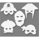 Piratenmaskers, wit, H: 16-26 cm, B: 17,5-26,5 cm, 230 gr, 16 stuk/ 1 doos