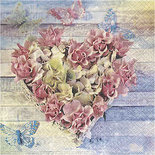 Servetten, afm 33x33 cm, hart van rozen, 20stuks