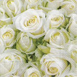 Servetten, witte rozen, afm 33x33 cm, 20 stuk/ 1 doos