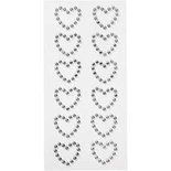 Strassteen harten, zilver, afm 23x21 mm, 12 stuk/ 1 doos