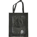 Tas met plastic voorkant, zwart, afm 42x34x12 cm, 1 stuk