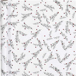 Inpakpapier, b: 70 cm, 80 gr, groen, wit, metallic rood, tak met ballen, 2m