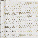 Inpakpapier, goud, wit, kerstboom met rendier, B: 70 cm, 80 gr, 2 m/ 1 rol