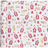 Inpakpapier, goud, rood, wit, notenkraker, B: 70 cm, 80 gr, 2 m/ 1 rol