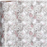 Inpakpapier, b: 57 cm, 80 gr, bruin, beige, wit, roze, bloemen, 150m