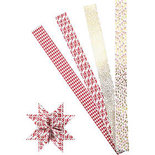 Papieren vlechtstroken, goud, rood, wit, L: 100 cm, d: 18 cm, B: 40 mm, 40 stroken/ 1 doos