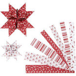 Papieren vlechtstroken, rood, wit, L: 44+78 cm, d 6,5+11,5 cm, B: 15+25 mm, 60 stroken/ 1 doos