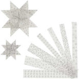 Papieren vlechtstroken, zilver, wit, L: 44+78 cm, B: 15+25 mm, d: 6,5+11,5 cm, 48 stroken/ 1 doos