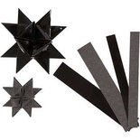 Papieren vlechtstroken, b: 15+25 mm, d: 6,5+11,5 cm, zwart, glitter en glanzend, 40stroken, l: 44+78 cm