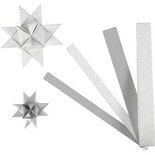 Papieren vlechtstroken, zilver, L: 44+78 cm, d: 6,5+11,5 cm, B: 15+25 mm, glitter,vernis, 40 stroken/ 1 doos
