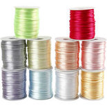 Satijnkoord, pastelkleuren, dikte 2 mm, 10x50 m/ 1 doos