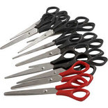 Schoolschaar, zwart, rood, L: 14 cm, rechts- & linkshandig, 12 stuk/ 1 doos