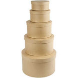 Ronde hoedendozen, H: 8+10+13+15+19 cm, d: 16,5+18,5+24+28,5+35,5 cm, 5 stuk/ 1 set