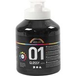 A-Color acrylverf, zwart, glossy, 500 ml/ 1 fles