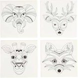 Canvas met print, wit, dieren, afm 20x20 cm, 280 gr, 4 stuk/ 1 doos