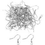 Franse oorbelhaak, verzilverd, L: 18 mm, 100 stuk/ 1 doos