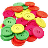 Houten knopen, d: 35 mm, gatgrootte 2 mm, 60 stuk/ 1 doos