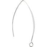 Oorbel, verzilverd, H: 42 mm, gatgrootte 2 mm, 30 stuk/ 1 doos