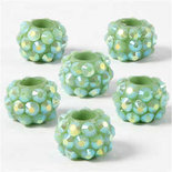 Strassteen links, afm 9x13 mm, gatgrootte 5 mm, groen, 6stuks