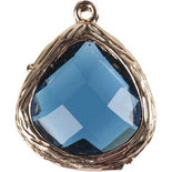 Sieradenhanger, afm 15x18 mm, gatgrootte 1 mm, transparant blauw, 1stuk