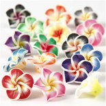 Bloemen van klei, d: 25 mm, gatgrootte 0,5 mm, diverse kleuren, 16div