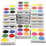Waterverf, d: 44 mm, h: 16 mm, extra kleuren, neon kleuren, primaire kleuren, 18schaal
