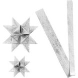 Papieren vlechtstroken, zilver, L: 44+78 cm, d: 6,5+11,5 cm, B: 15+25 mm, 32 stroken/ 1 doos