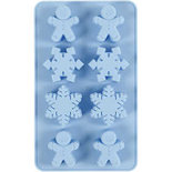 Silicone vormen, ijskristallen en cookieman, H: 2,5 cm, L: 24 cm, B: 14 cm, gatgrootte 30x45 mm, 12,5 ml, 1 stuk