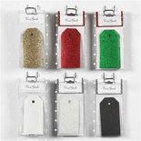 Cadeaulabels, afm 5x10 cm, glitter, 300 gr, 6x10 doos/ 1 doos
