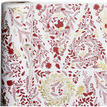 Inpakpapier, goud, rood, wit, kerstbomen, B: 50 cm, 80 gr, 100 m/ 1 rol