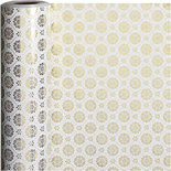 Inpakpapier, goud, wit, tegels, B: 50 cm, 80 gr, 100 m/ 1 rol