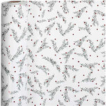 Inpakpapier, b: 57 cm, 80 gr, groen, wit, metallic rood, tak met ballen, 75m