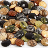 Cabochons, d: 14 mm, dikte 4 mm, bruin harmonie, 108stuks